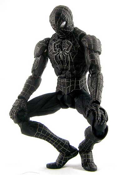 black spiderman action figure toy