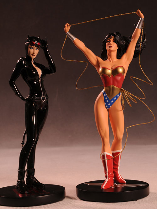 Cover Girls of the DCU Catwoman, Wonder Woman statues by DC Direct