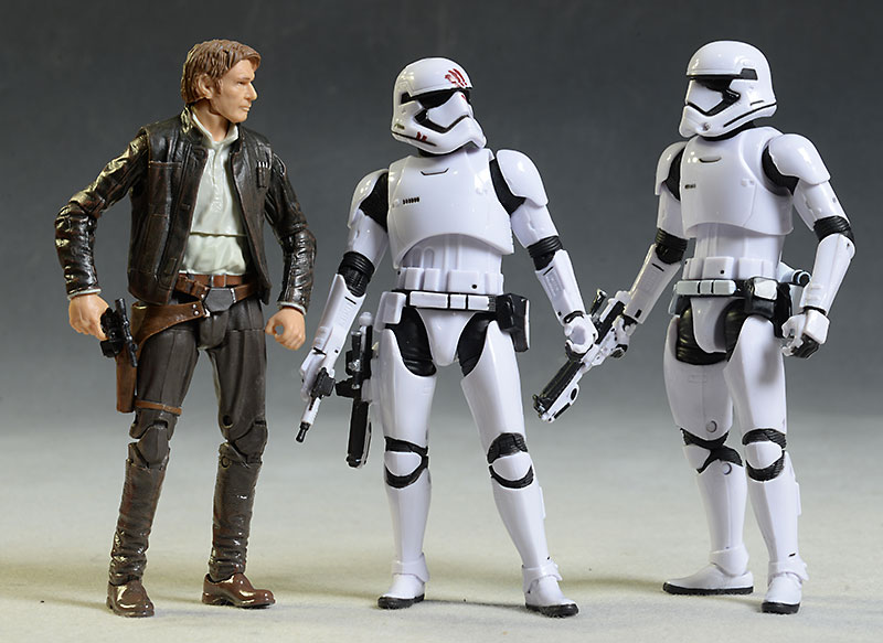 Star Wars Black Trooper Finn, Old Han Solo action figures by Hasbro